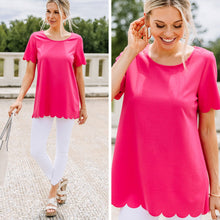 Load image into Gallery viewer, My Heart Is Happy Hot Pink Scalloped Top

