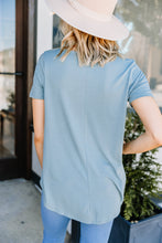 Load image into Gallery viewer, Out and About Blue Gray Henley Top
