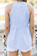 Load image into Gallery viewer, Summer Crush Blue Embroidered Tank
