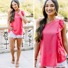 Load image into Gallery viewer, Can't Blame You Pink Ruffled Tank
