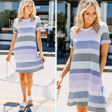 Load image into Gallery viewer, What You Need Blue Striped T-shirt Dress
