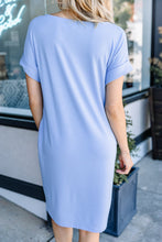 Load image into Gallery viewer, Get To Know Me Spring Blue T-shirt Dress
