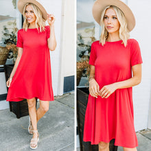 Load image into Gallery viewer, In Your Feelings Ruby Red Flared Dress
