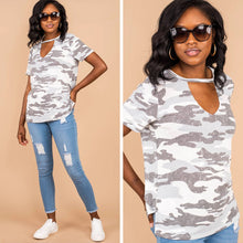 Load image into Gallery viewer, Where You Are Gray Camo Top

