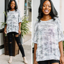 Load image into Gallery viewer, Get You There Gray Camo Top
