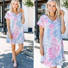 Load image into Gallery viewer, See Ya Later Blue Tie Dye Dress
