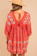Load image into Gallery viewer, Feeling So Right Red Floral Boho Dress
