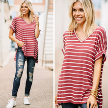 Load image into Gallery viewer, This Is No Joke Brick Red Striped Top
