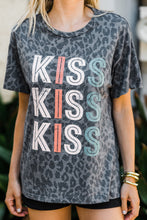 Load image into Gallery viewer, Kiss Kiss Charcoal Gray Leopard Graphic Tee
