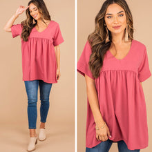 Load image into Gallery viewer, Feeling My Best Rose Pink Babydoll Top
