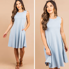 Load image into Gallery viewer, Easy To Find Ash Blue Swing Dress
