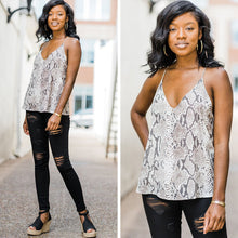 Load image into Gallery viewer, The Search Is Over Taupe Brown Snake Tank

