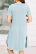 Load image into Gallery viewer, Lean On Me Blue Gray T-shirt Dress

