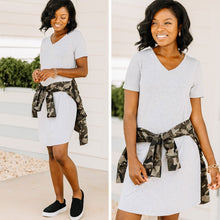 Load image into Gallery viewer, Lean On Me Heather Gray T-shirt Dress
