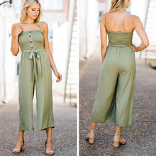 Load image into Gallery viewer, All About You Olive Smocked Jumpsuit
