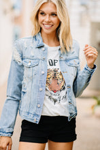 Load image into Gallery viewer, Play Your Games Distressed Denim Jacket
