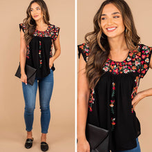Load image into Gallery viewer, Take You Home Black Embroidered Tank
