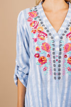 Load image into Gallery viewer, Who You Are Blue Embroidered Top
