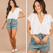 Load image into Gallery viewer, Be There White Ruffled Crop Top
