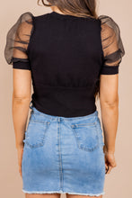 Load image into Gallery viewer, So Enchanting Black Puff Sleeve Top
