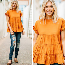 Load image into Gallery viewer, On The Scene Rust Orange Tiered Top
