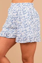 Load image into Gallery viewer, Prepare Your Love Light Blue Floral Shorts
