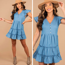 Load image into Gallery viewer, All For Love Indigo Blue Chambray Dress
