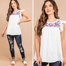 Load image into Gallery viewer, Make You Proud White Embroidered Top
