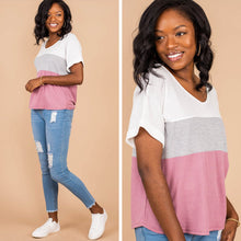 Load image into Gallery viewer, Take Care Of It All Mauve Pink Colorblock Top
