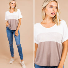 Load image into Gallery viewer, Take Care Of It All Stone Brown Colorblock Top
