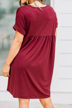Load image into Gallery viewer, At Peace Burgundy Red Babydoll Dress
