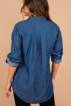 Load image into Gallery viewer, Classic Charm Dark Wash Chambray Top
