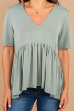 Load image into Gallery viewer, Full Of Grace Sage Green Babydoll Top
