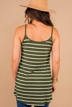 Load image into Gallery viewer, Somewhere Out There Army Green Striped Tank

