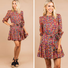 Load image into Gallery viewer, Thinking About You Black Floral Dress
