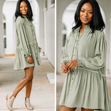 Load image into Gallery viewer, Know It Well Olive Green Bubble Sleeve Dress

