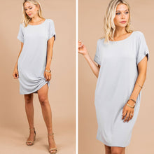 Load image into Gallery viewer, Get To Know Me Light Gray T-shirt Dress
