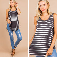 Load image into Gallery viewer, Just Your Type Ash Gray Striped Tank

