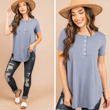 Load image into Gallery viewer, Out and About Cement Gray Henley Top
