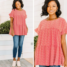 Load image into Gallery viewer, Enjoy The Day Red Polka Dot Top
