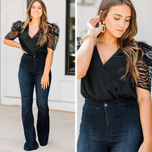 Load image into Gallery viewer, Take Control Black Puff Sleeve Top

