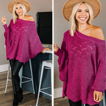 Load image into Gallery viewer, Breaking Free Magenta Purple Batwing Sweater
