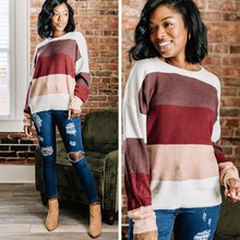 Load image into Gallery viewer, Keep Your Eyes On Me Burgundy Red Colorblock Sweater

