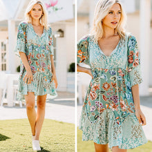 Load image into Gallery viewer, Know Your Way Seafoam Green Mixed Floral Dress
