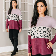 Load image into Gallery viewer, Listen To Your Heart Lavender Purple Leopard Sweater
