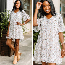 Load image into Gallery viewer, Curious Minds Ivory White Floral Dress

