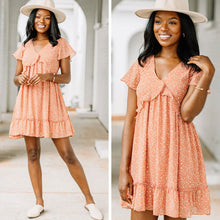 Load image into Gallery viewer, Choose Love Clay Orange Ditsy Floral Dress
