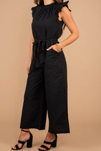 Load image into Gallery viewer, Go With Confidence Black Ruffled Jumpsuit
