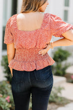 Load image into Gallery viewer, Do What You Love Terracotta Red Ditsy Floral Top
