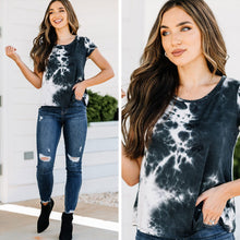Load image into Gallery viewer, Coasting By Black Tie Dye Top
